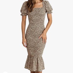 Pretty garden brand new dress- brown with flowers size medium